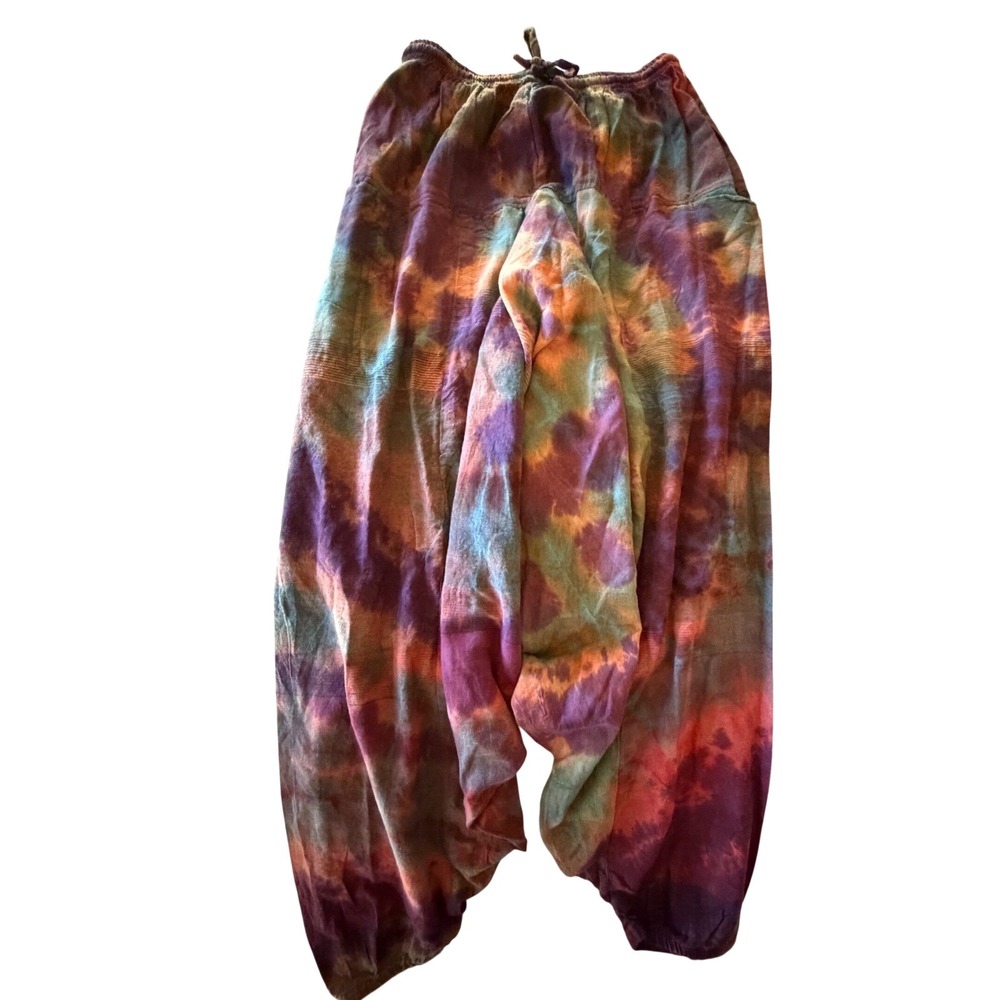 Shop Therapy Tie Dye Harem Pants Drop Crotch Boho Festival Joggers Nepal OneSize